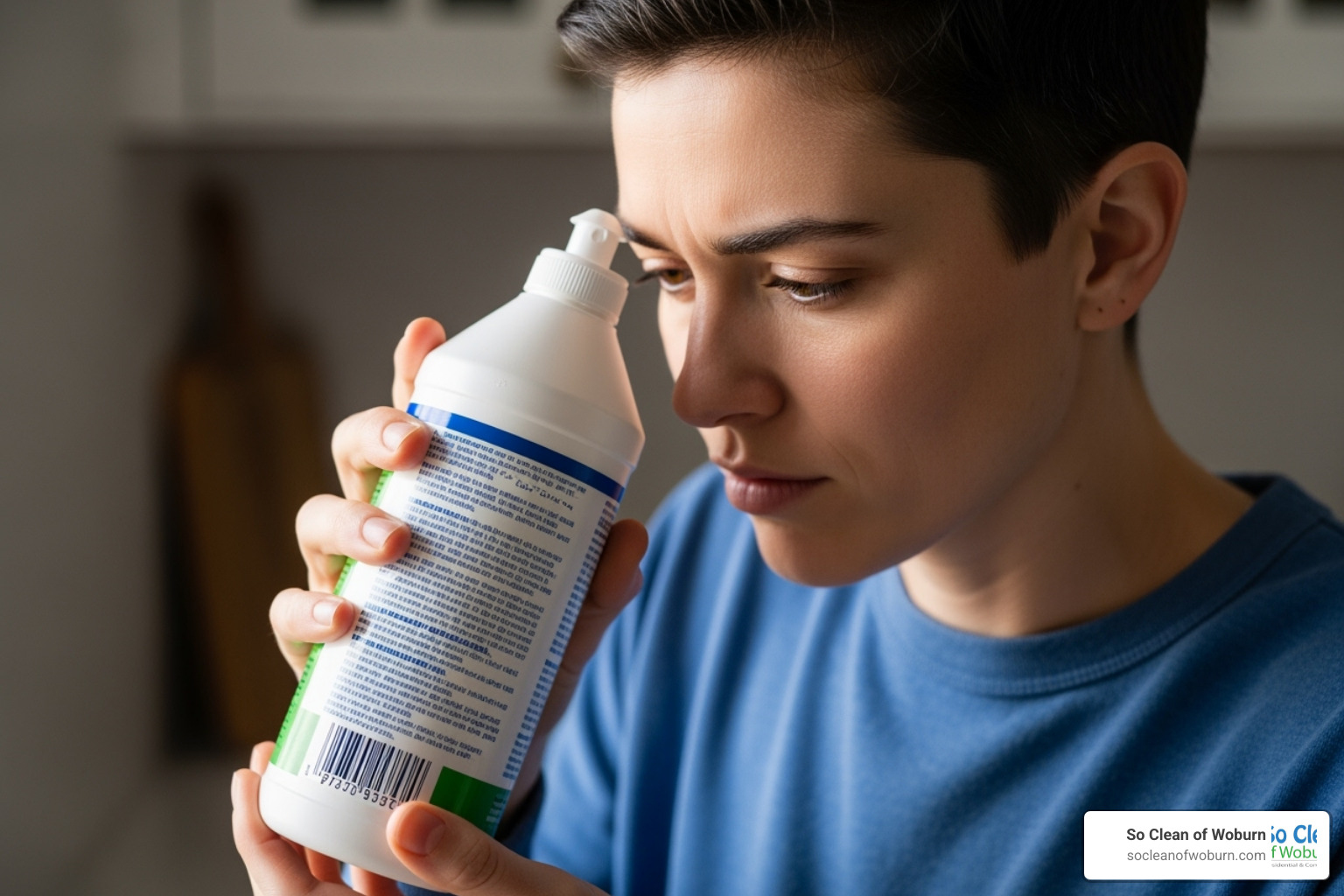 person examining label - plant based glass cleaner