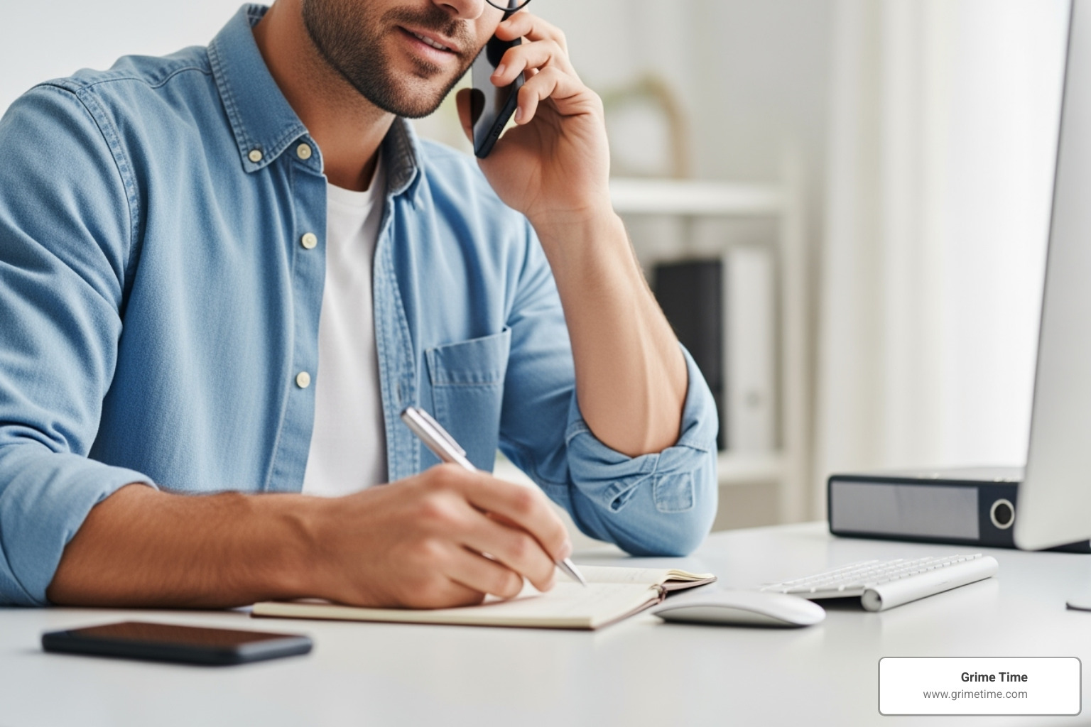 Person on the phone scheduling a dumpster rental - Dumpster rental San Marcos