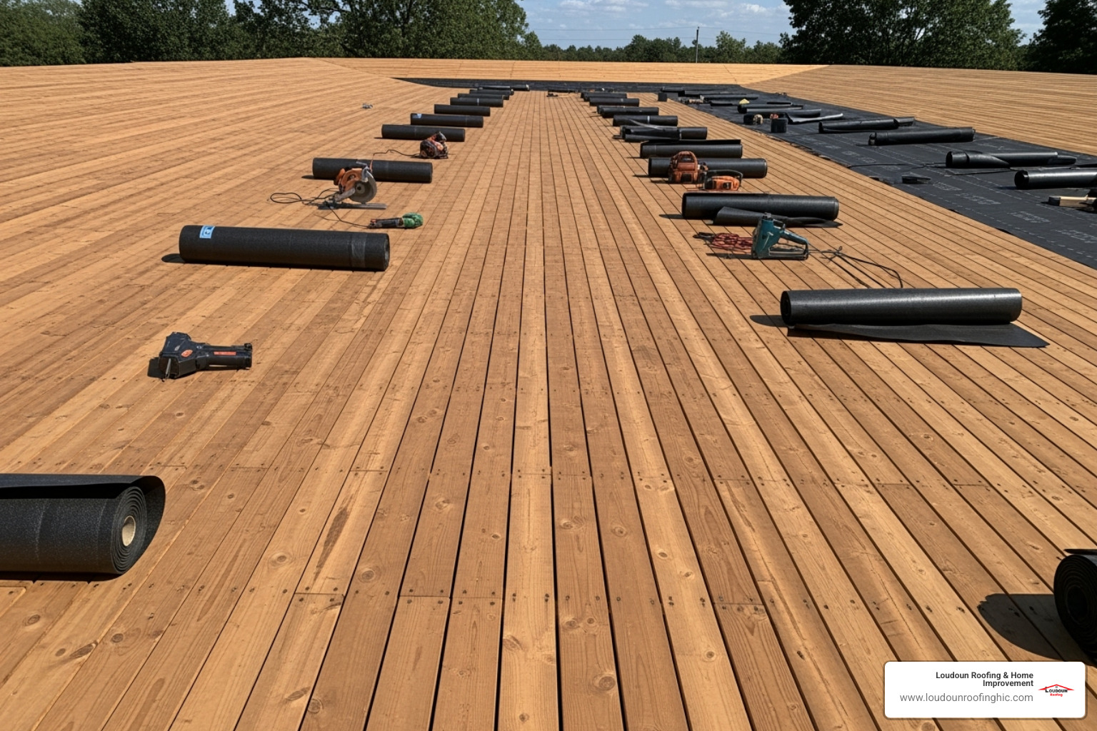 clean, exposed roof deck after a complete tear-off, ready for new underlayment - cost to tear off and replace roof