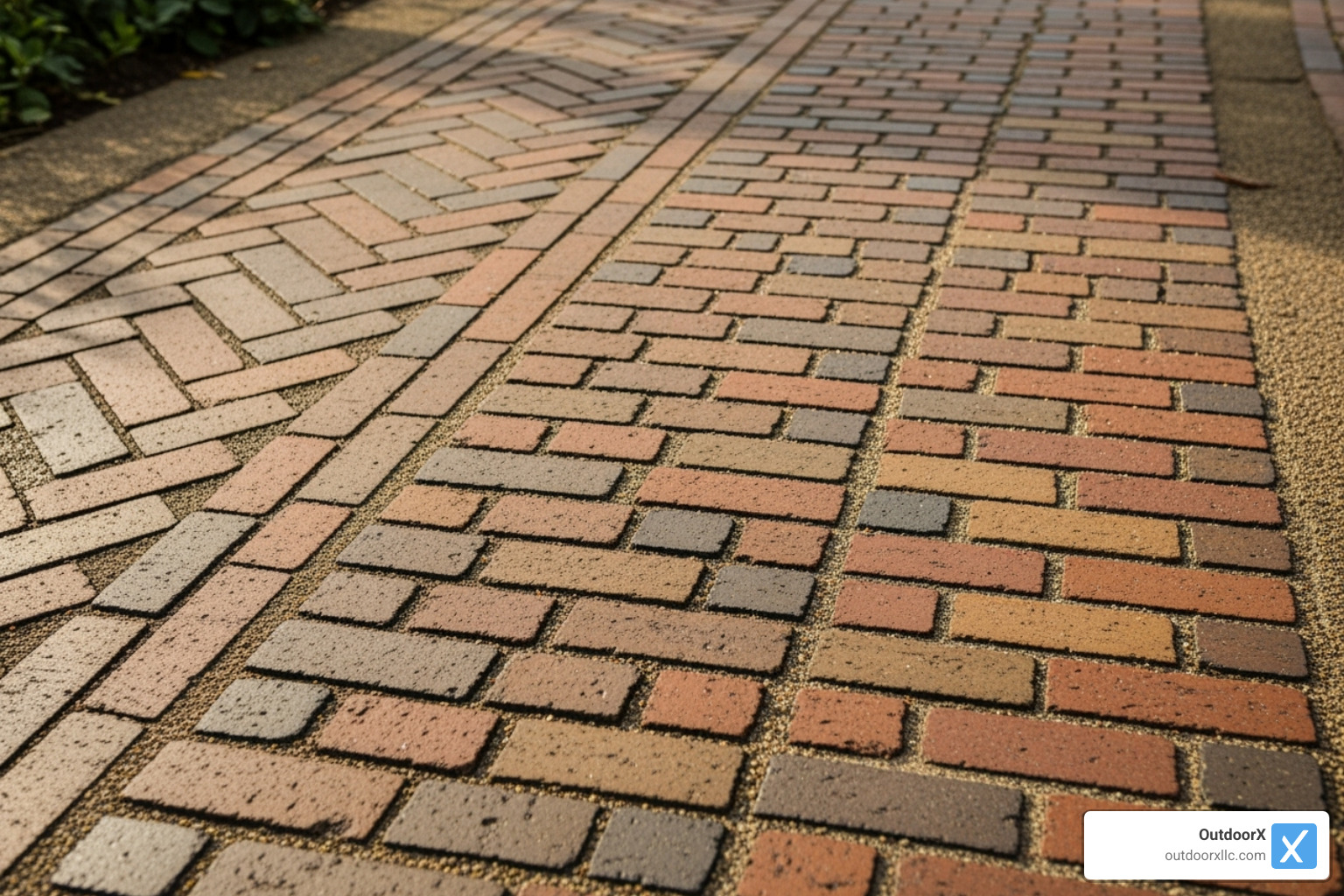 Image of different brick patterns like herringbone and basket weave - build a brick walkway Image of different brick patterns like herringbone and basket weave - build a brick walkway