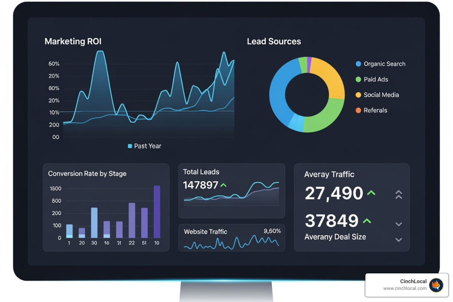 dashboard showing marketing ROI and lead tracking - contractor marketing agency