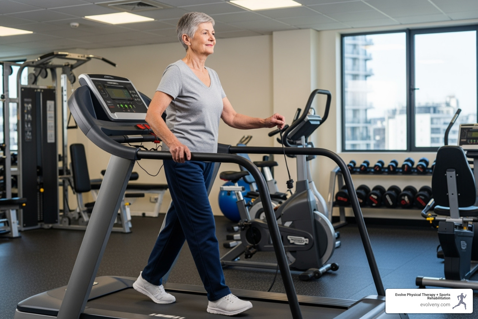 Person with Parkinson's walking more confidently on a treadmill - Physical therapy for Parkinson's