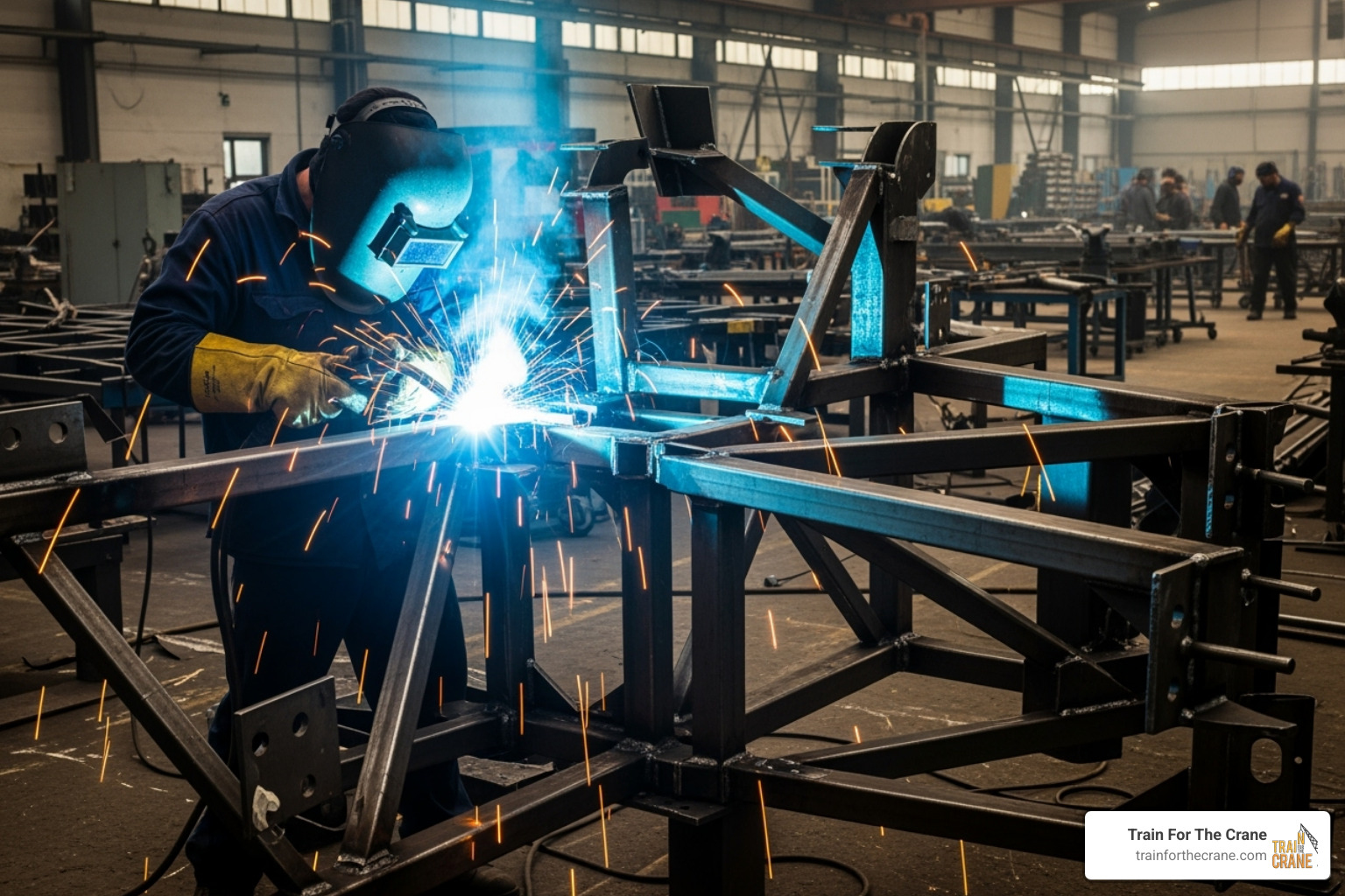welder working on a large metal structure - trade schools in evansville indiana