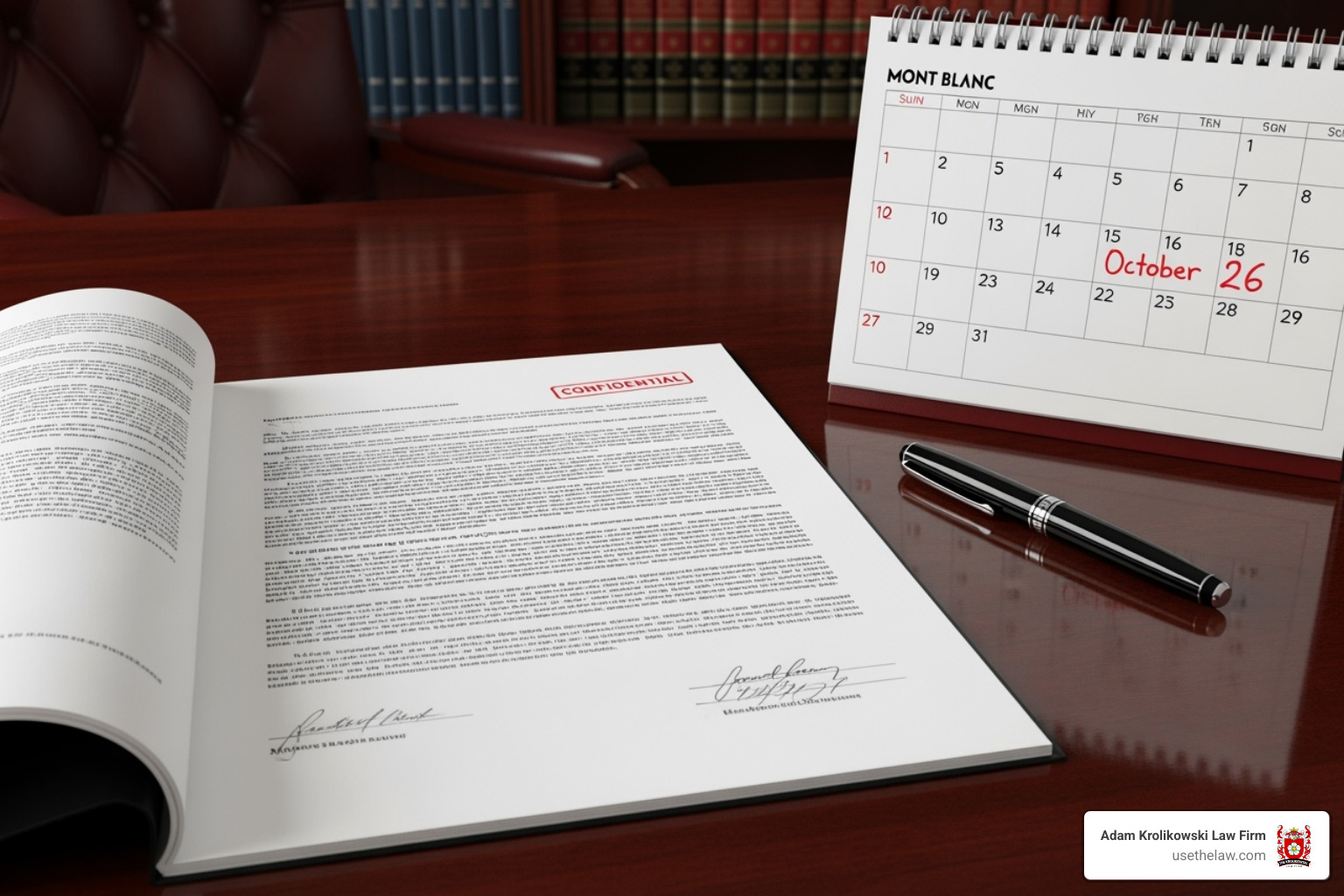 Legal document next to a calendar highlighting a deadline - employment lawyers in la Legal document next to a calendar highlighting a deadline - employment lawyers in la