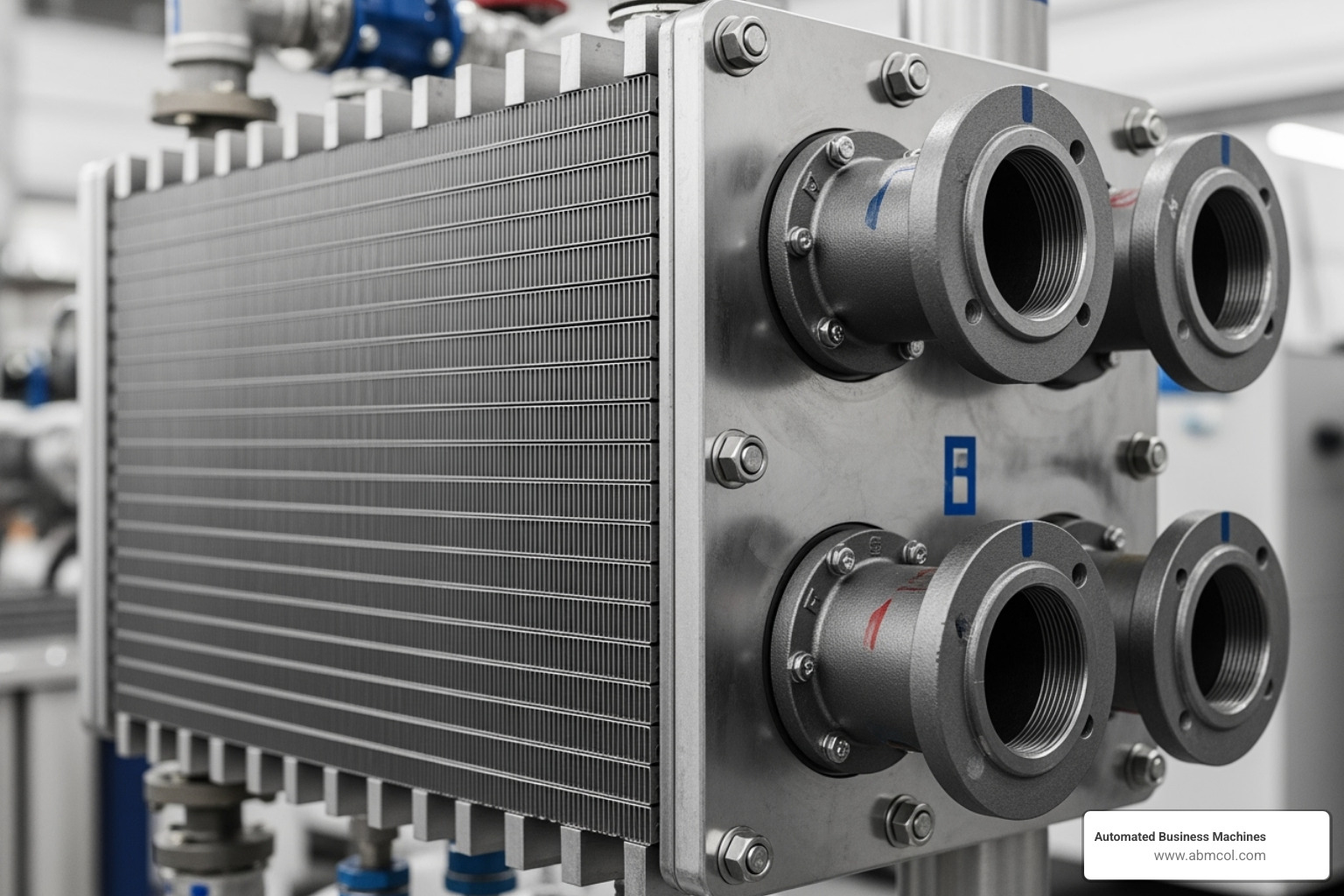Image of a modern, compact plate heat exchanger - advanced heat transfer solutions
