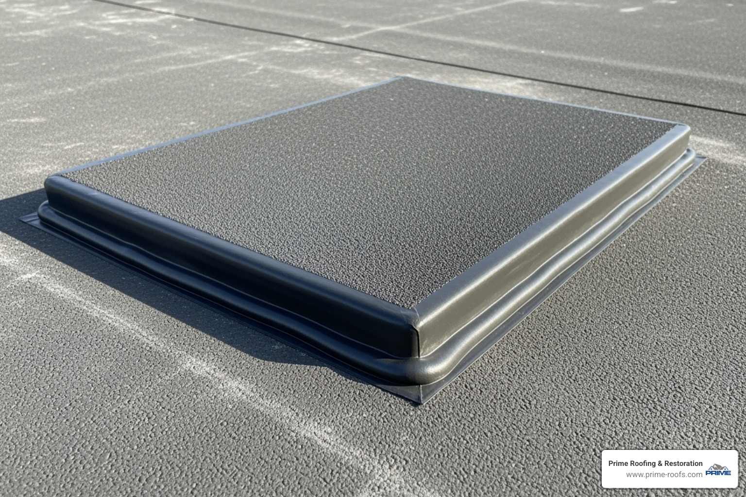 A completed EPDM patch, neatly sealed with lap sealant - EPDM roof repair