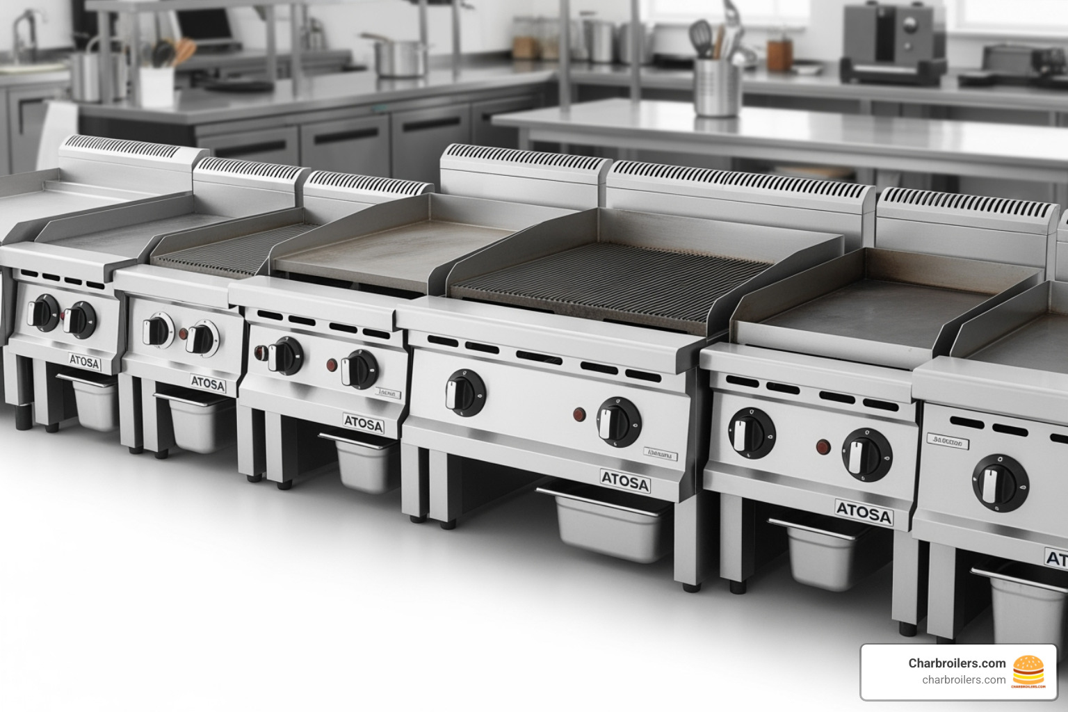 Atosa griddle lineup showing different sizes - atosa griddle