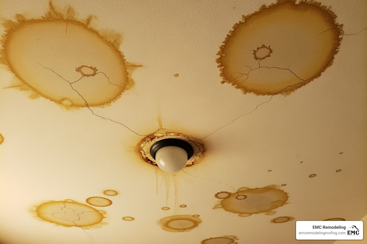 water stains on a ceiling - cost to replace underlayment on tile roof