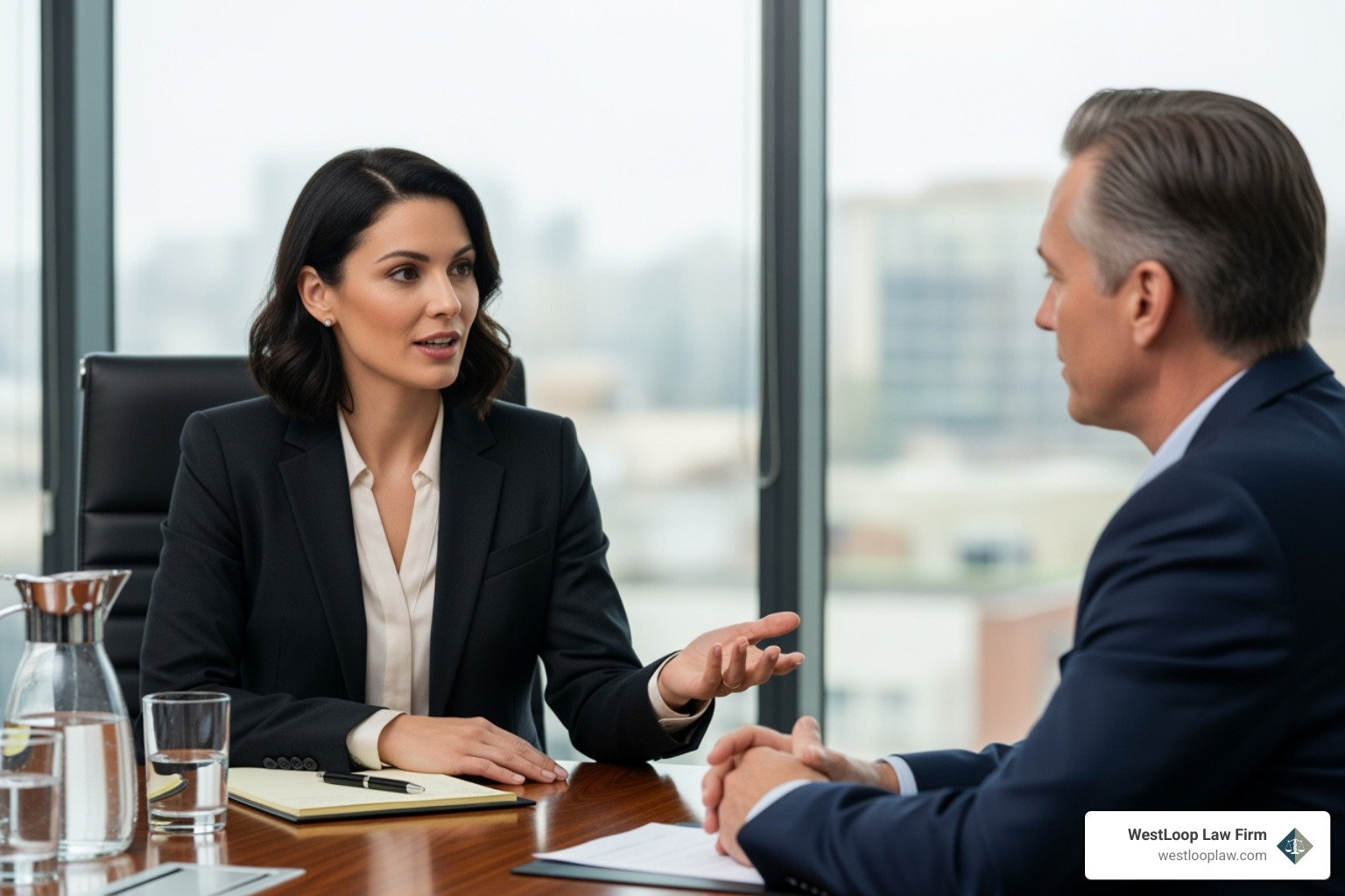 confident attorney speaking with client - good auto accident attorney