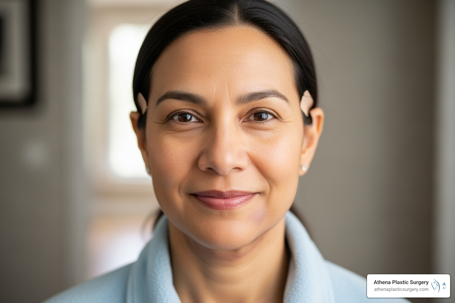 patient during the early recovery phase, showing minimal bruising - how is a deep plane facelift done