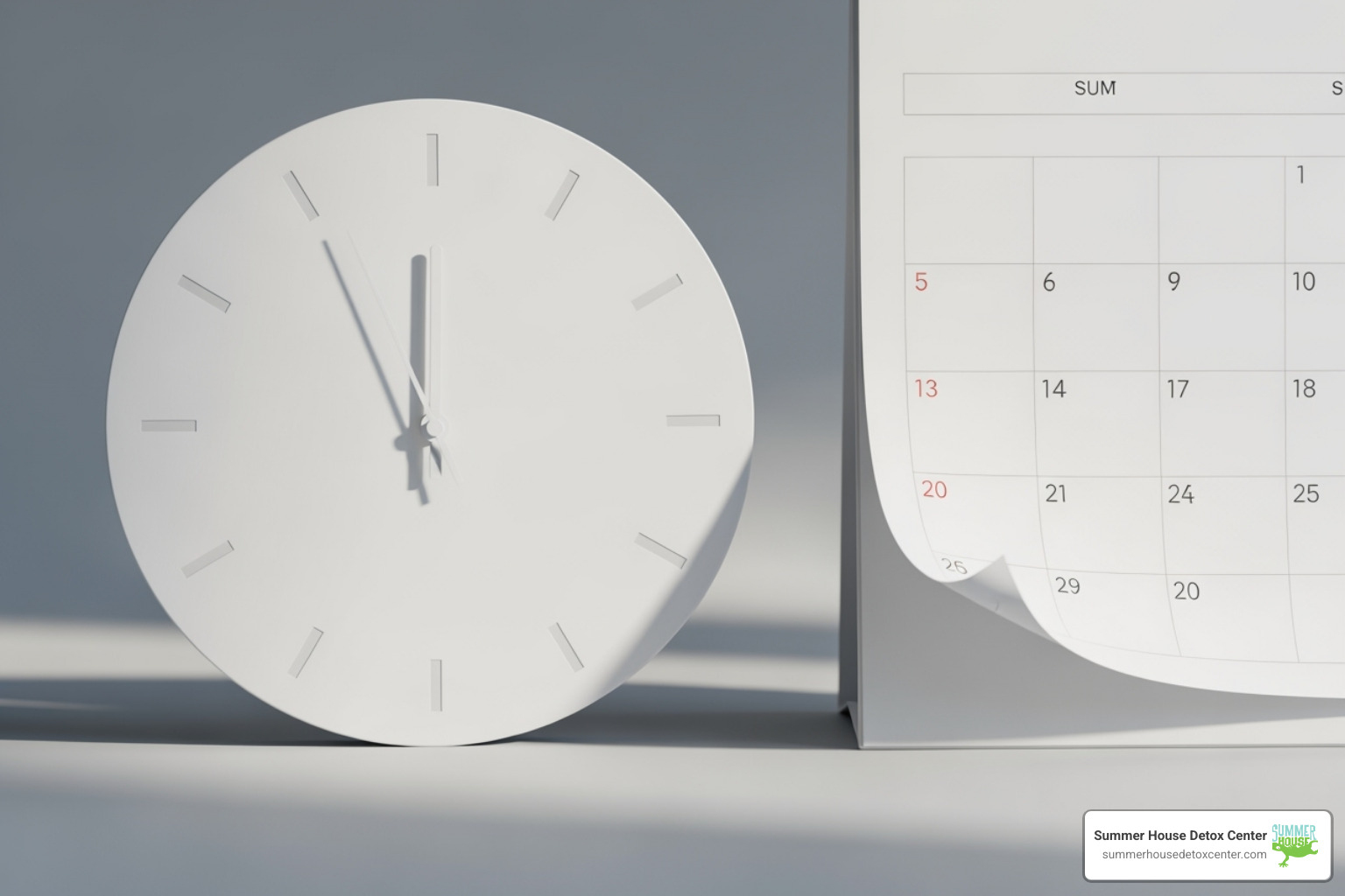 A clock or calendar symbolizing the passage of time during detox - alcohol detox symptoms