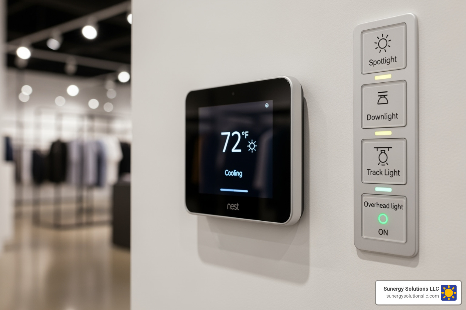 smart thermostat and automated lighting system in a US retail space - commercial energy management solutions