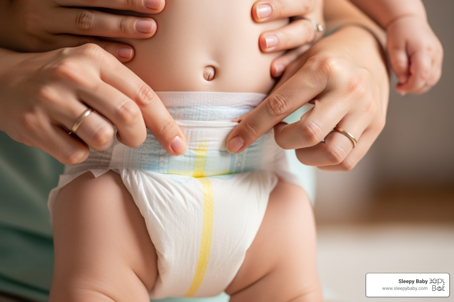 A parent gently checking a baby's diaper, a common way to assess milk intake - baby falls asleep while nursing