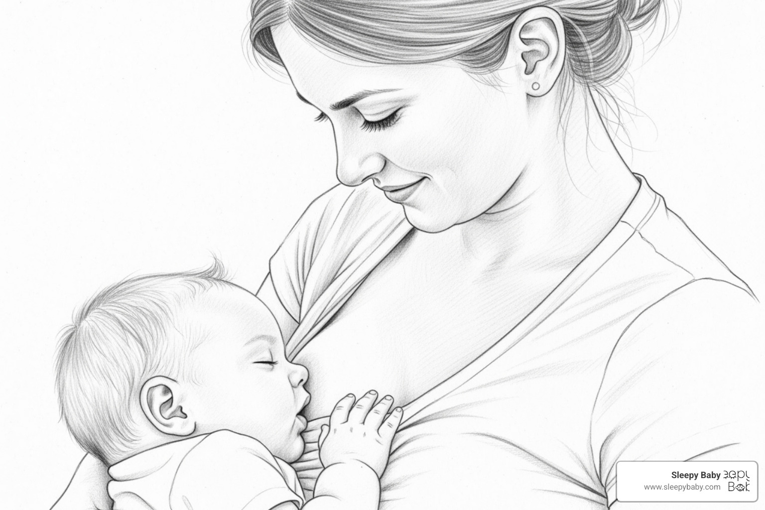A diagram showing the release of CCK and oxytocin during nursing, leading to satiety and relaxation in the baby and milk let-down in the mother - baby falls asleep while nursing