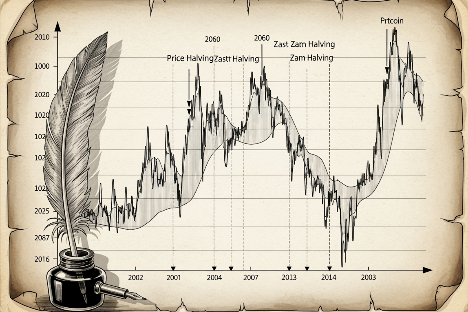 historical Bitcoin price chart with previous halving dates highlighted - fintechzoom.com bitcoin halving