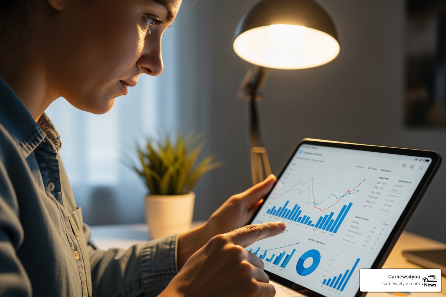 person analyzing charts on a tablet person analyzing charts on a tablet