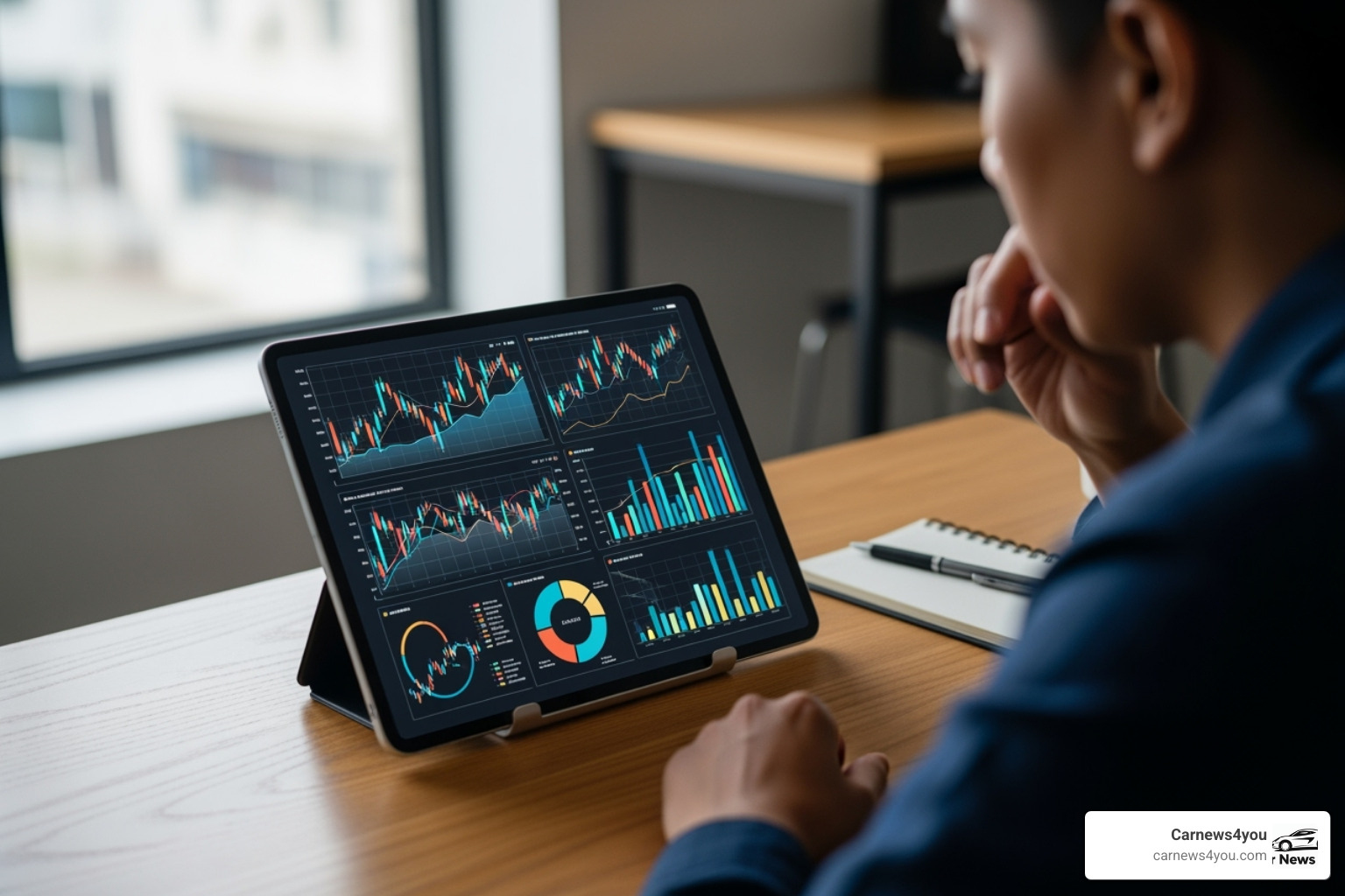 Person analyzing financial data on a tablet or computer screen, overlaid with charts and graphs - fintechzoom.com russell 2000 Person analyzing financial data on a tablet or computer screen, overlaid with charts and graphs - fintechzoom.com russell 2000