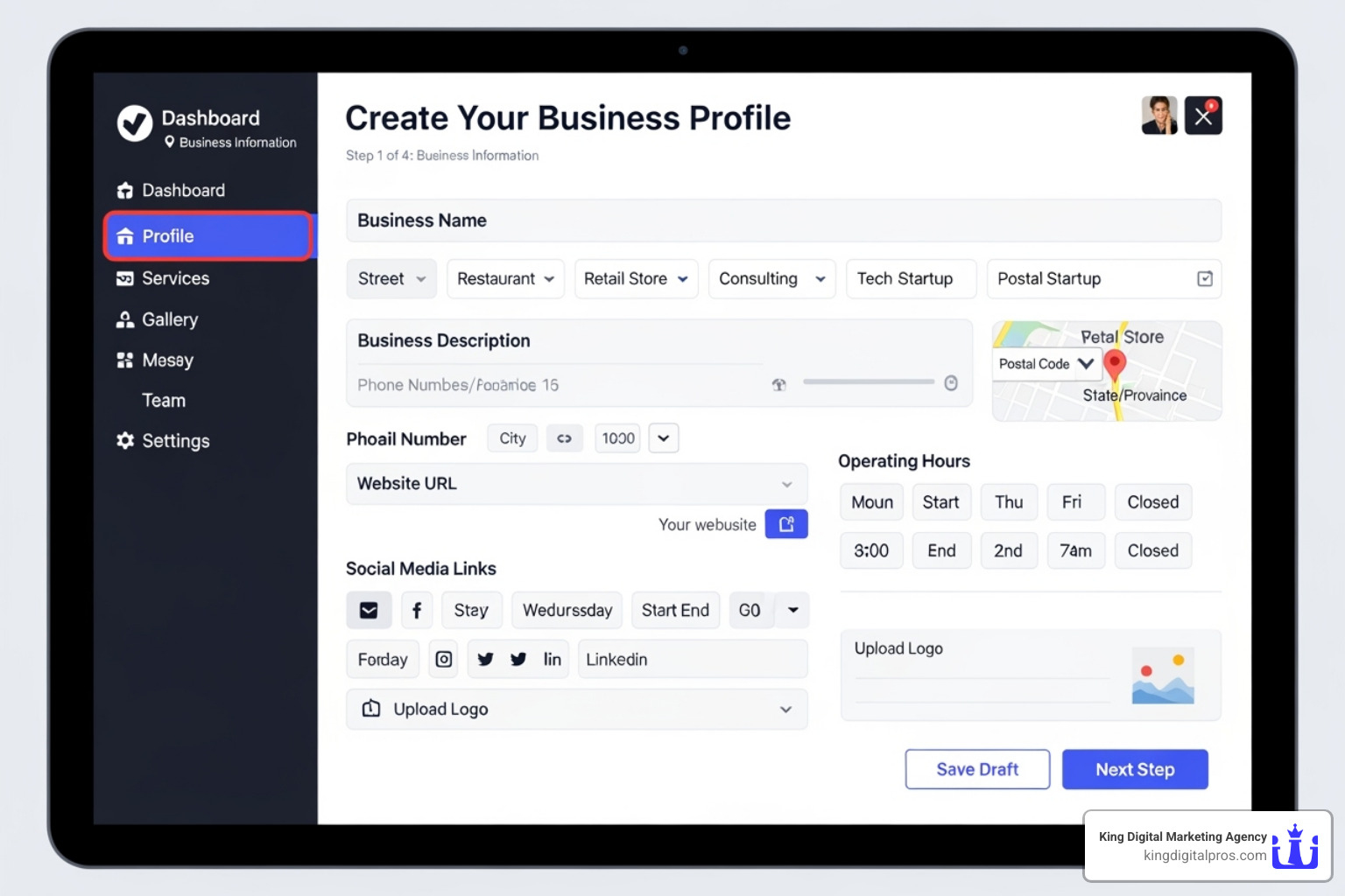 Google Business Profile creation dashboard - Google profile management