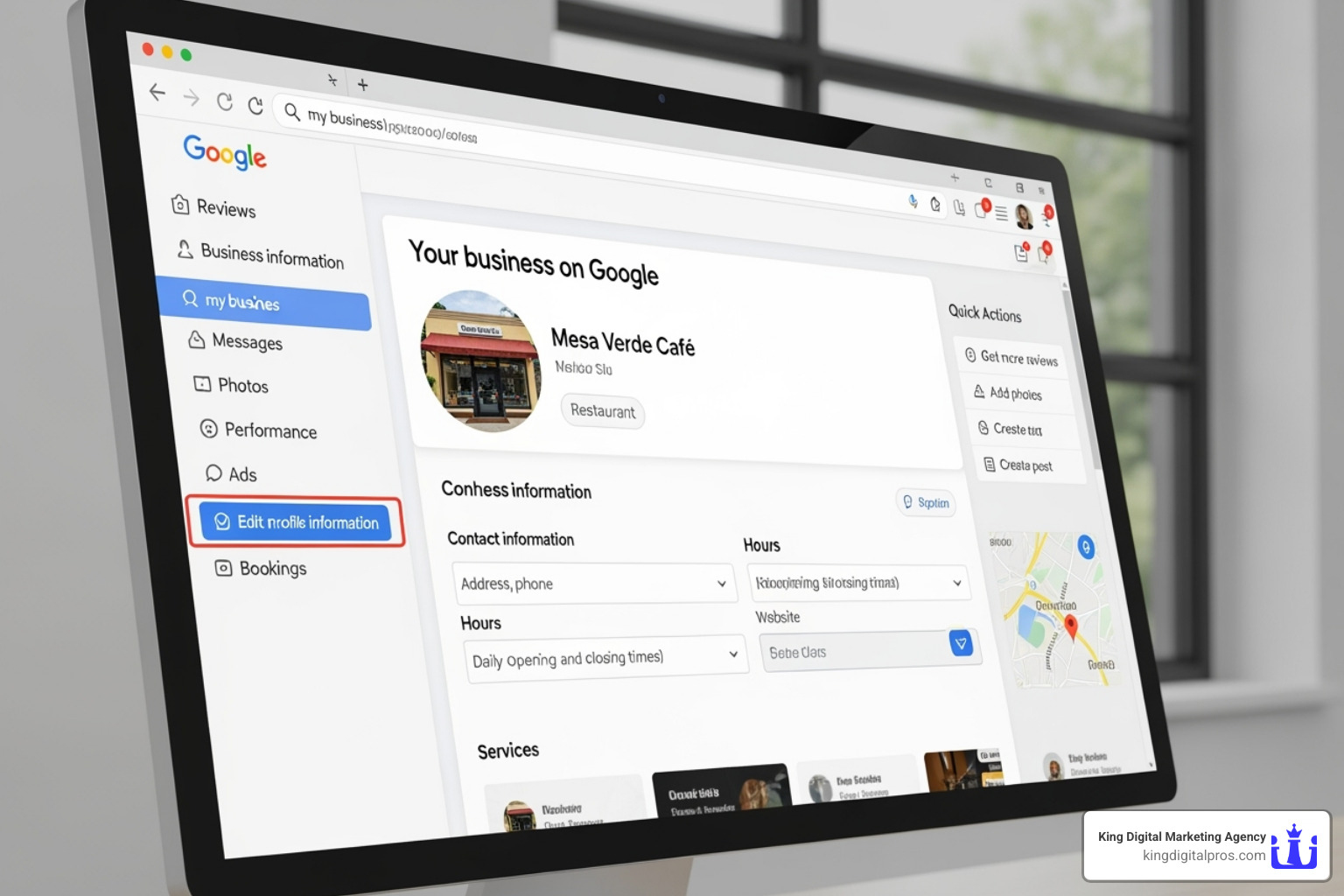 GBP management interface within Google Search - Google profile management