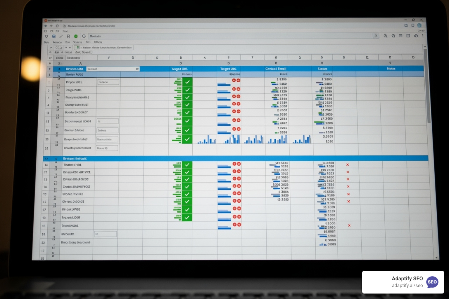 spreadsheet tracking broken link building campaign - Broken link building