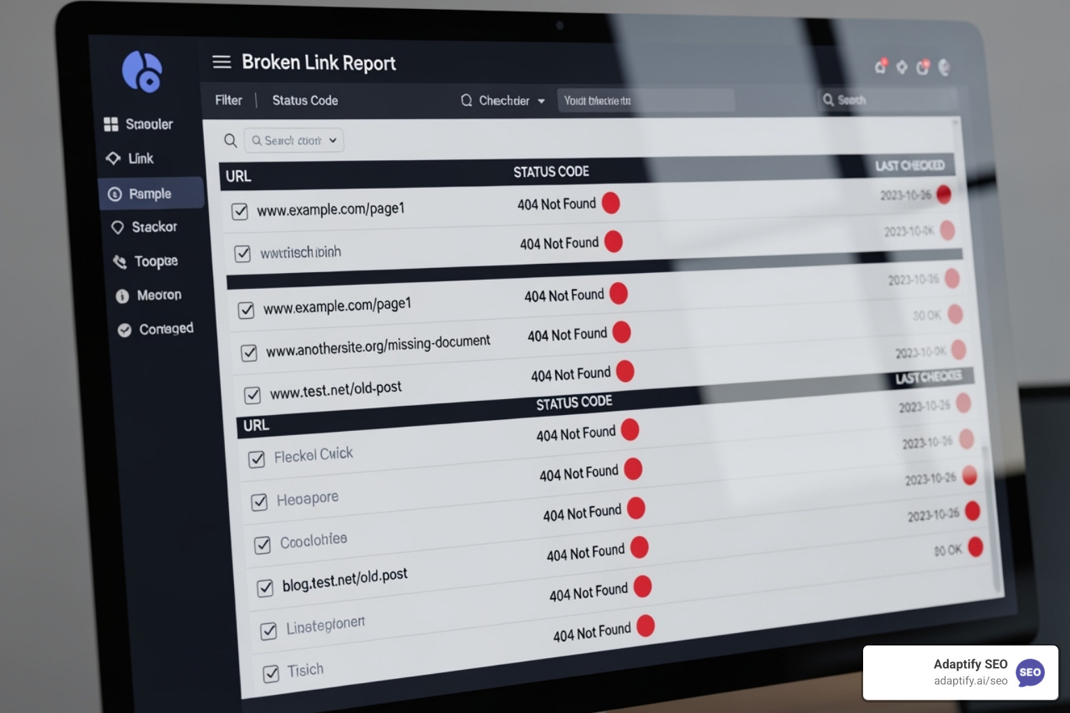 broken link report interface - Broken link building
