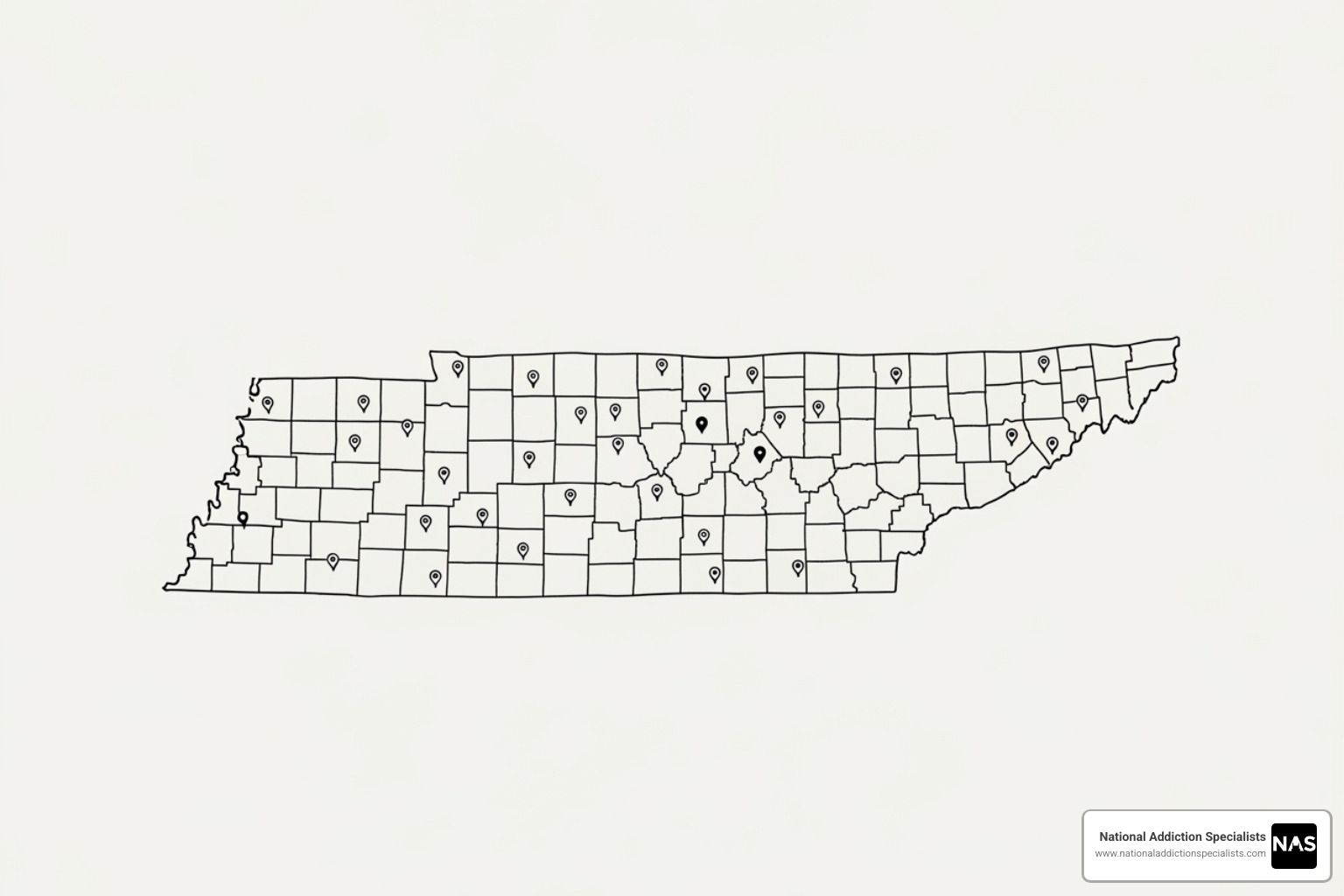 Tennessee treatment facility locations map - medication-assisted treatment Tennessee