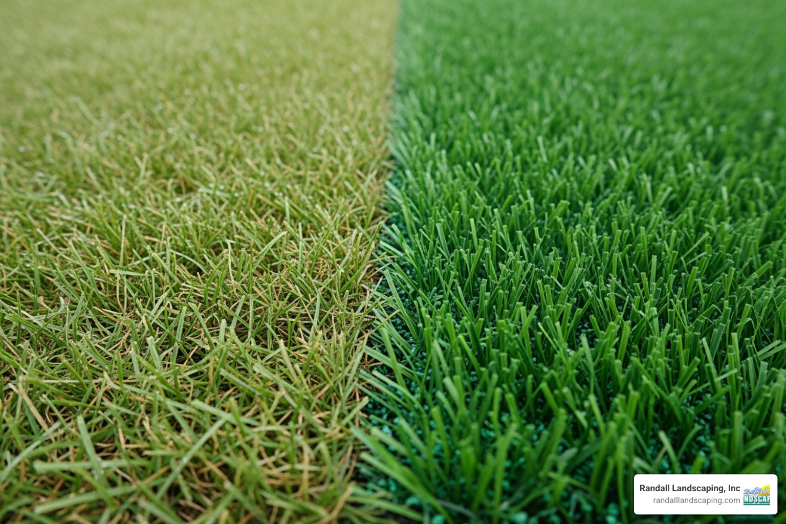 Different grass textures and colors side-by-side - real grass installation near me