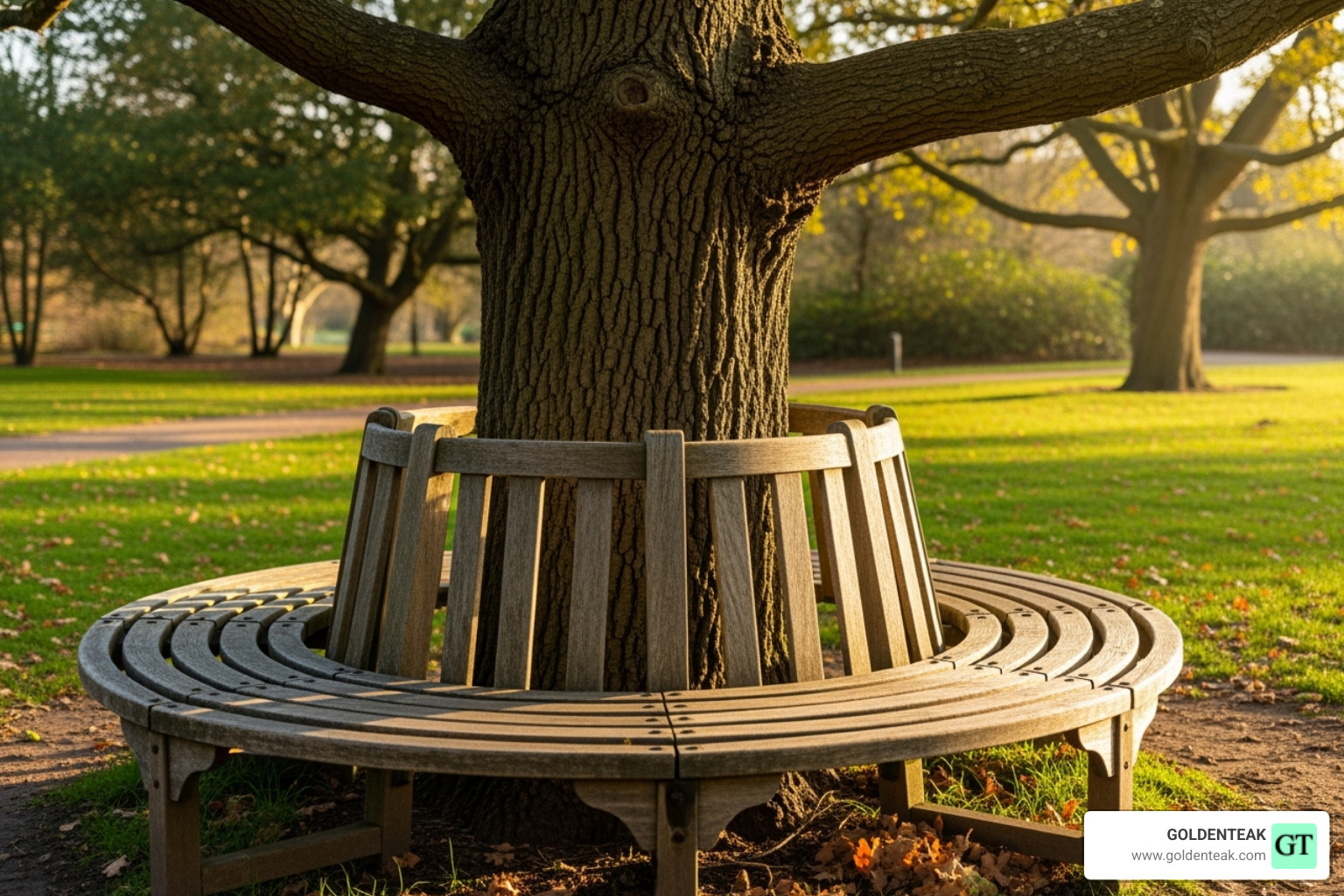 image of tree-wrapping bench - circular bench