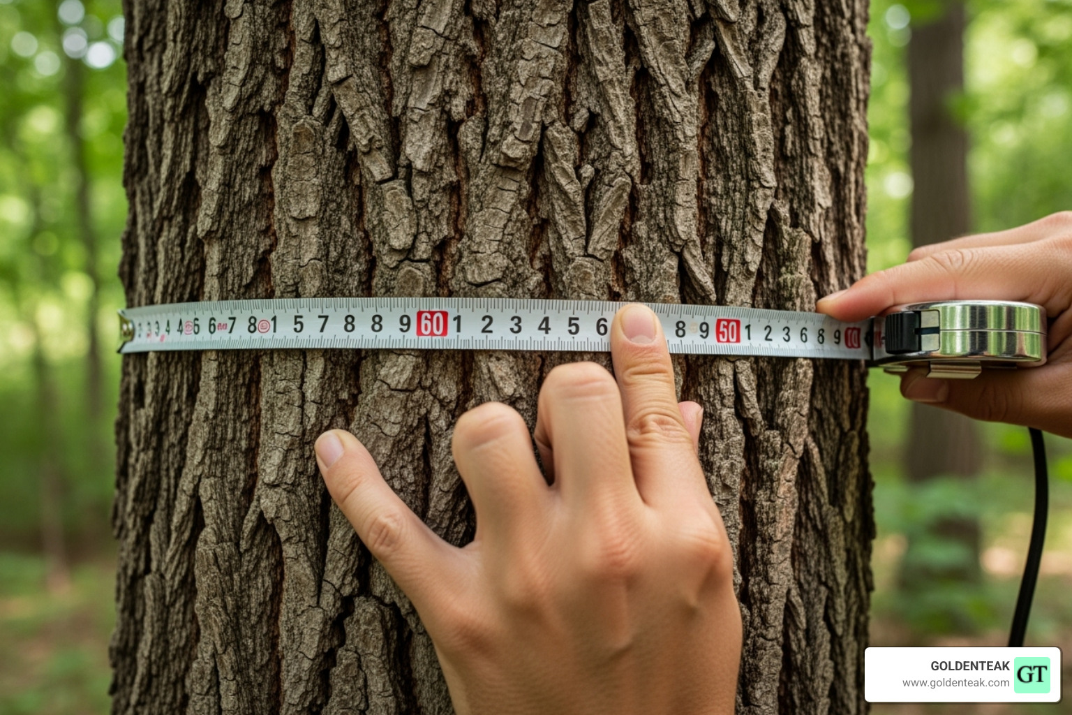 image of measuring tape around trunk - circular bench