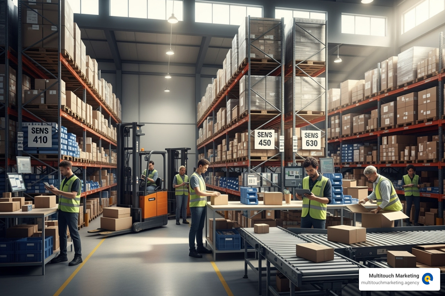 organized warehouse with staff processing orders - ecommerce site management organized warehouse with staff processing orders - ecommerce site management
