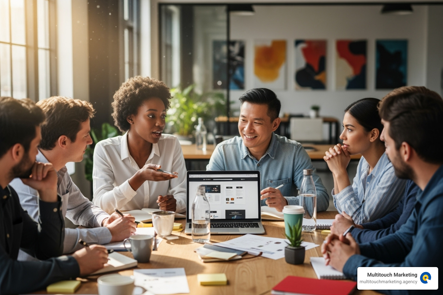 Diverse business owners (e-commerce, agency, small business) collaborating - wordpress site management services