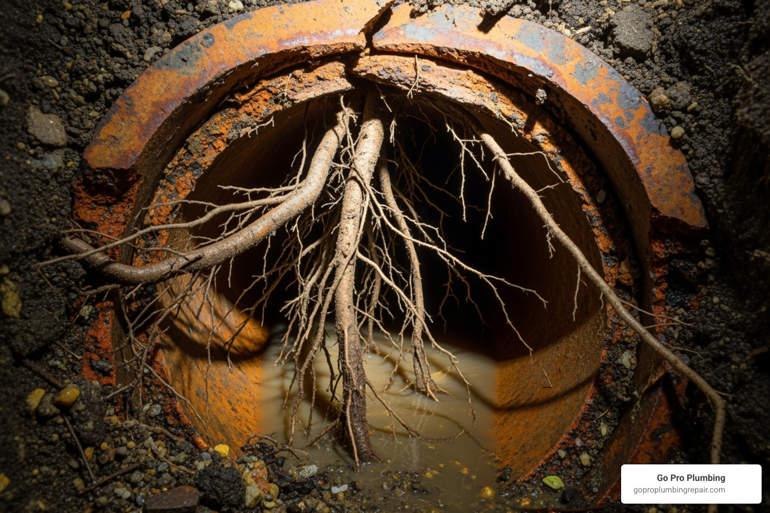 tree roots that have grown into a sewer pipe - sewer line clogged cost