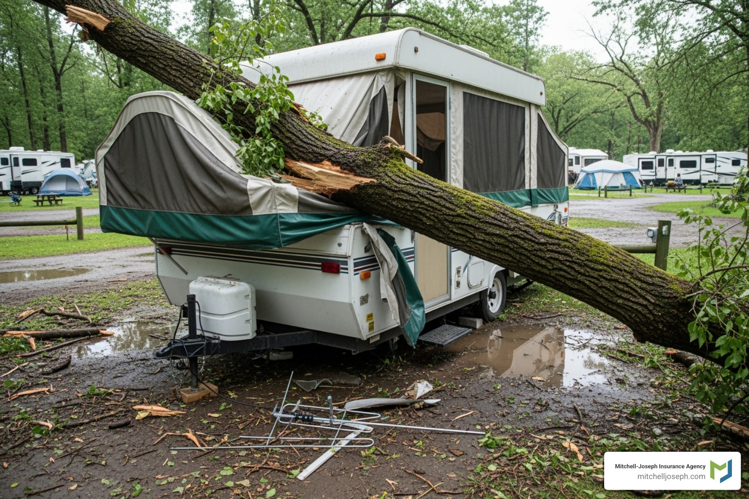 pop-up camper damaged by a fallen tree - how to insure a pop up camper pop-up camper damaged by a fallen tree - how to insure a pop up camper