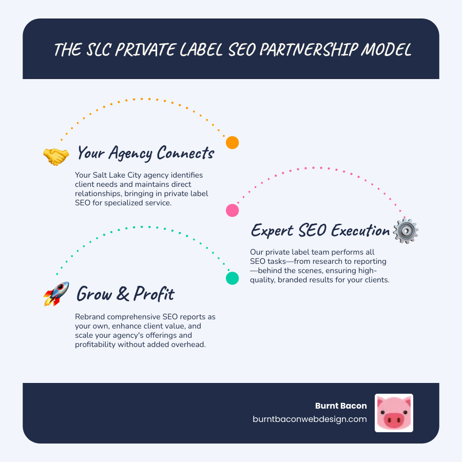 Detailed infographic showing the private label SEO partnership model with agency workflow, client relationships, service delivery process, and revenue scaling benefits for Salt Lake City businesses - private label seo company salt lake city infographic infographic-line-3-steps-blues-accent_colors Detailed infographic showing the private label SEO partnership model with agency workflow, client relationships, service delivery process, and revenue scaling benefits for Salt Lake City businesses - private label seo company salt lake city infographic infographic-line-3-steps-blues-accent_colors