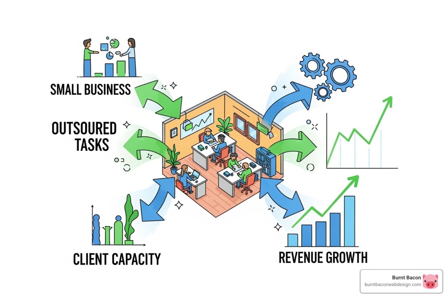 Flowchart showing an agency scaling with a private label partner by outsourcing SEO tasks, resulting in increased client capacity and revenue growth - private label seo company salt lake city Flowchart showing an agency scaling with a private label partner by outsourcing SEO tasks, resulting in increased client capacity and revenue growth - private label seo company salt lake city