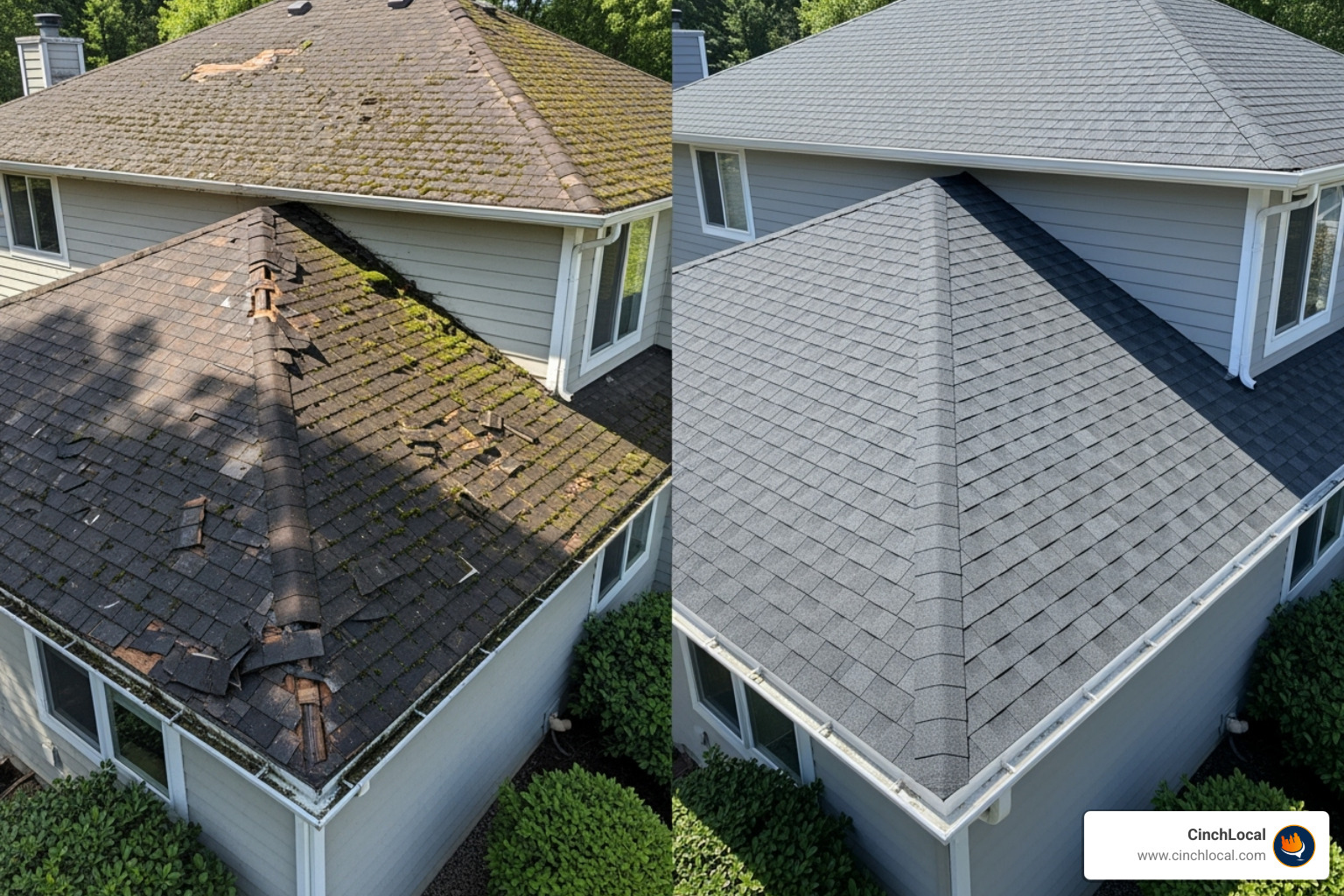 High-quality before-and-after roofing project post on Instagram - Social media for roofers