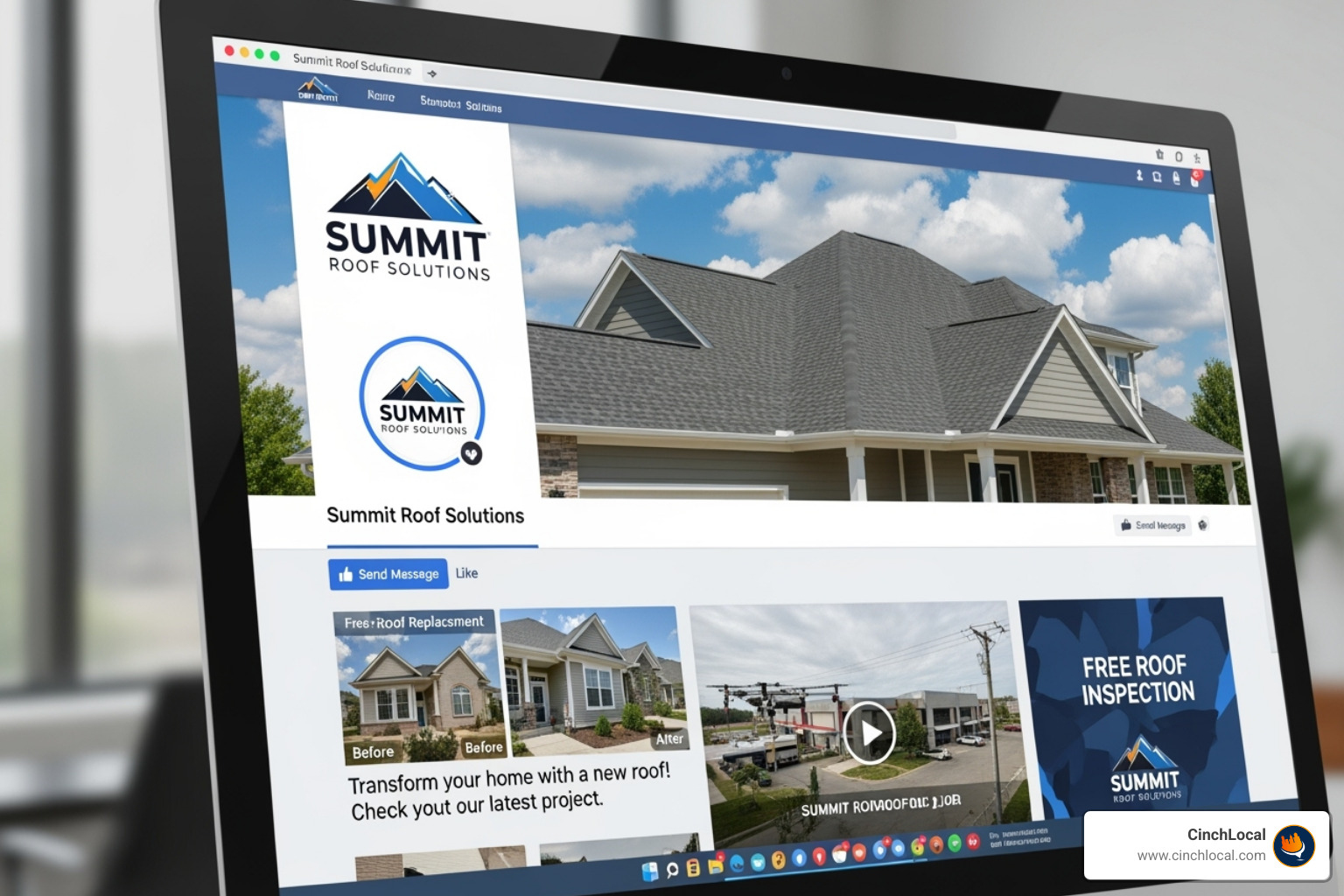 Professional roofing business Facebook page setup - Social media for roofers