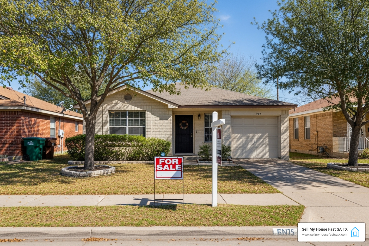 We Buy Houses sign in front of a San Antonio home - sell my house with no repairs We Buy Houses sign in front of a San Antonio home - sell my house with no repairs