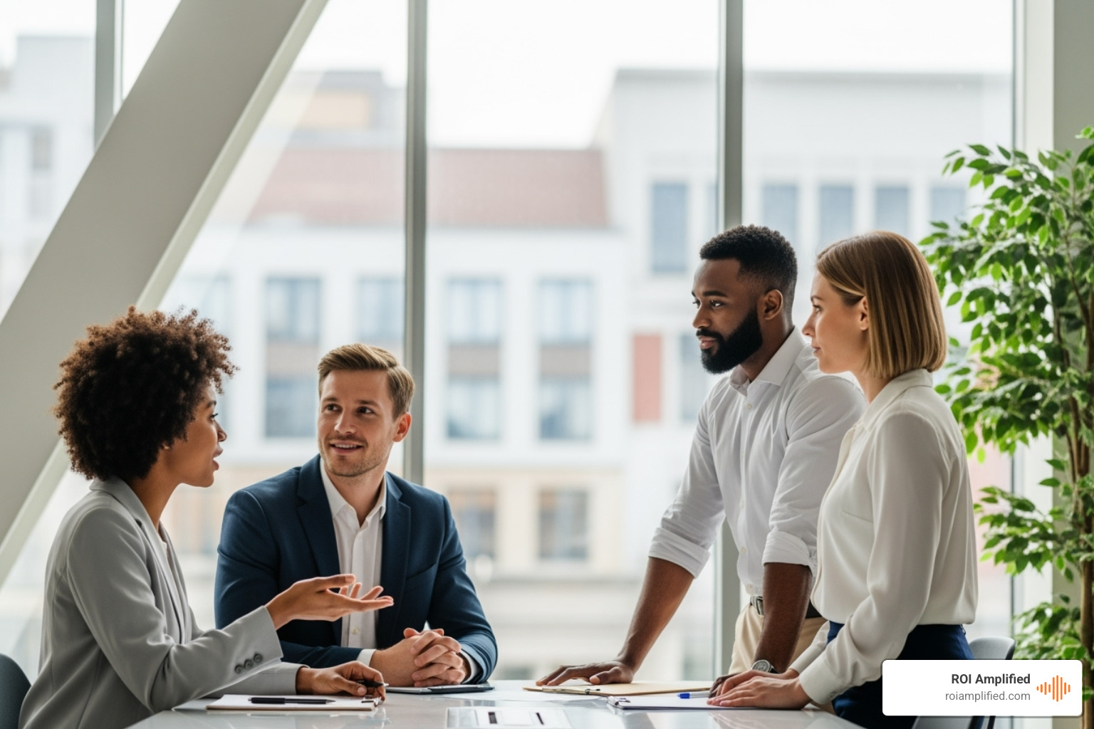 Small team collaborating in a modern office - Orlando HubSpot agency