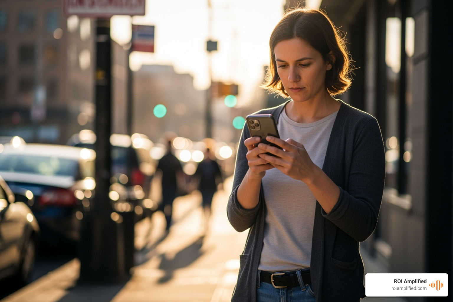 A person looking at a map on a phone - Improve search ranking A person looking at a map on a phone - Improve search ranking