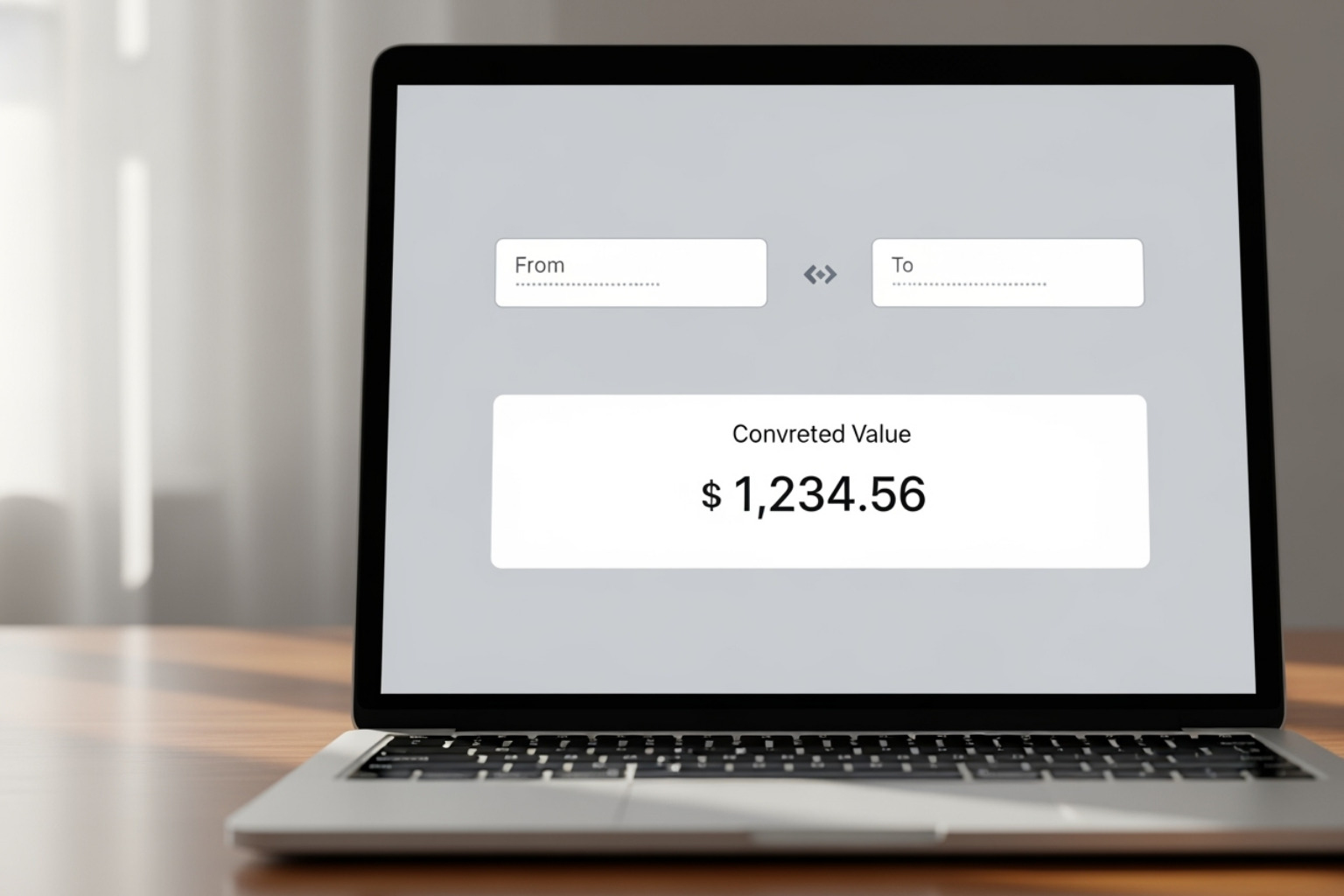 Generic online currency converter tool on a laptop screen - usd to inr