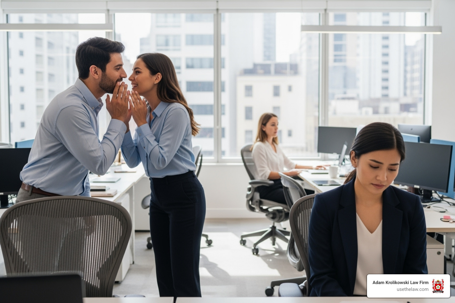coworkers whispering and excluding another employee - Hostile work environment