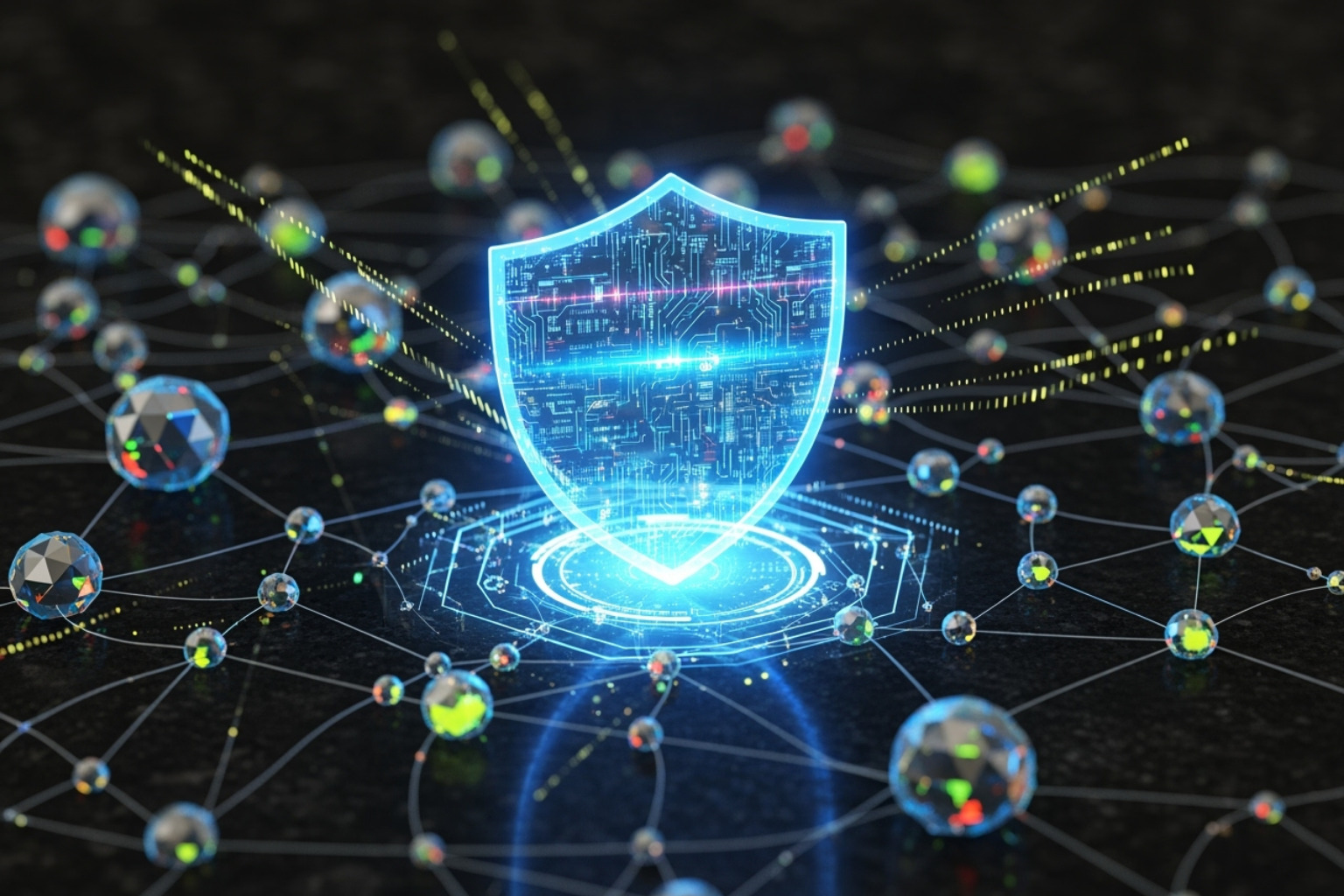 a digital shield protecting a network of data - tech trends pboxcomputers