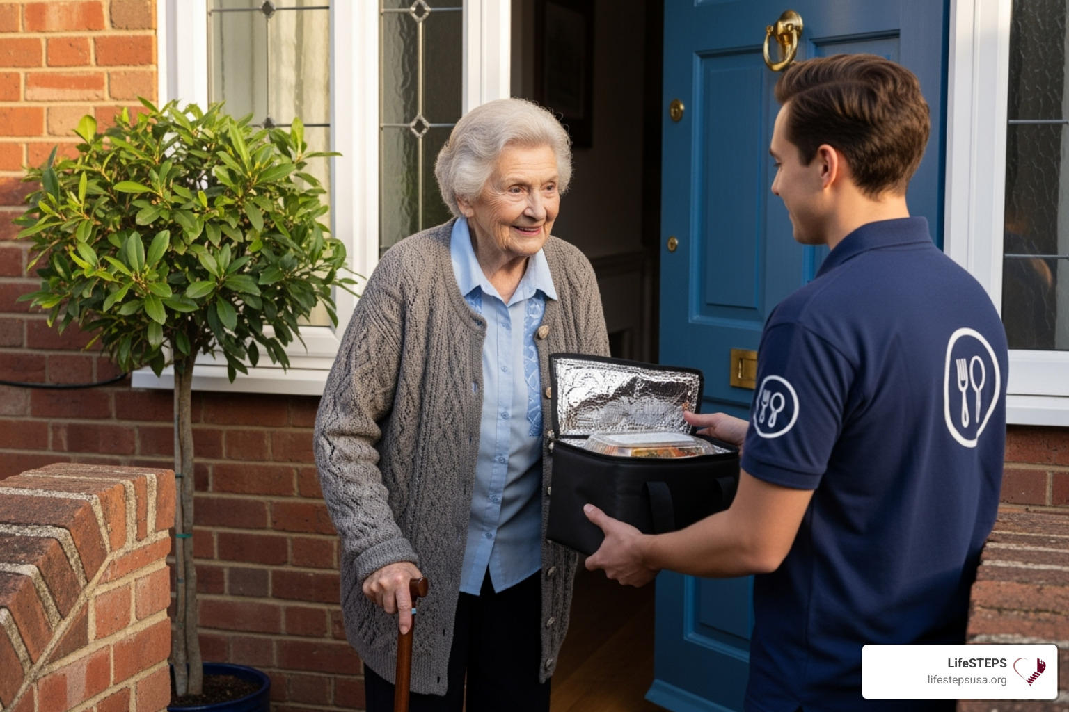 senior receiving a home-delivered meal - food assistance programs california
