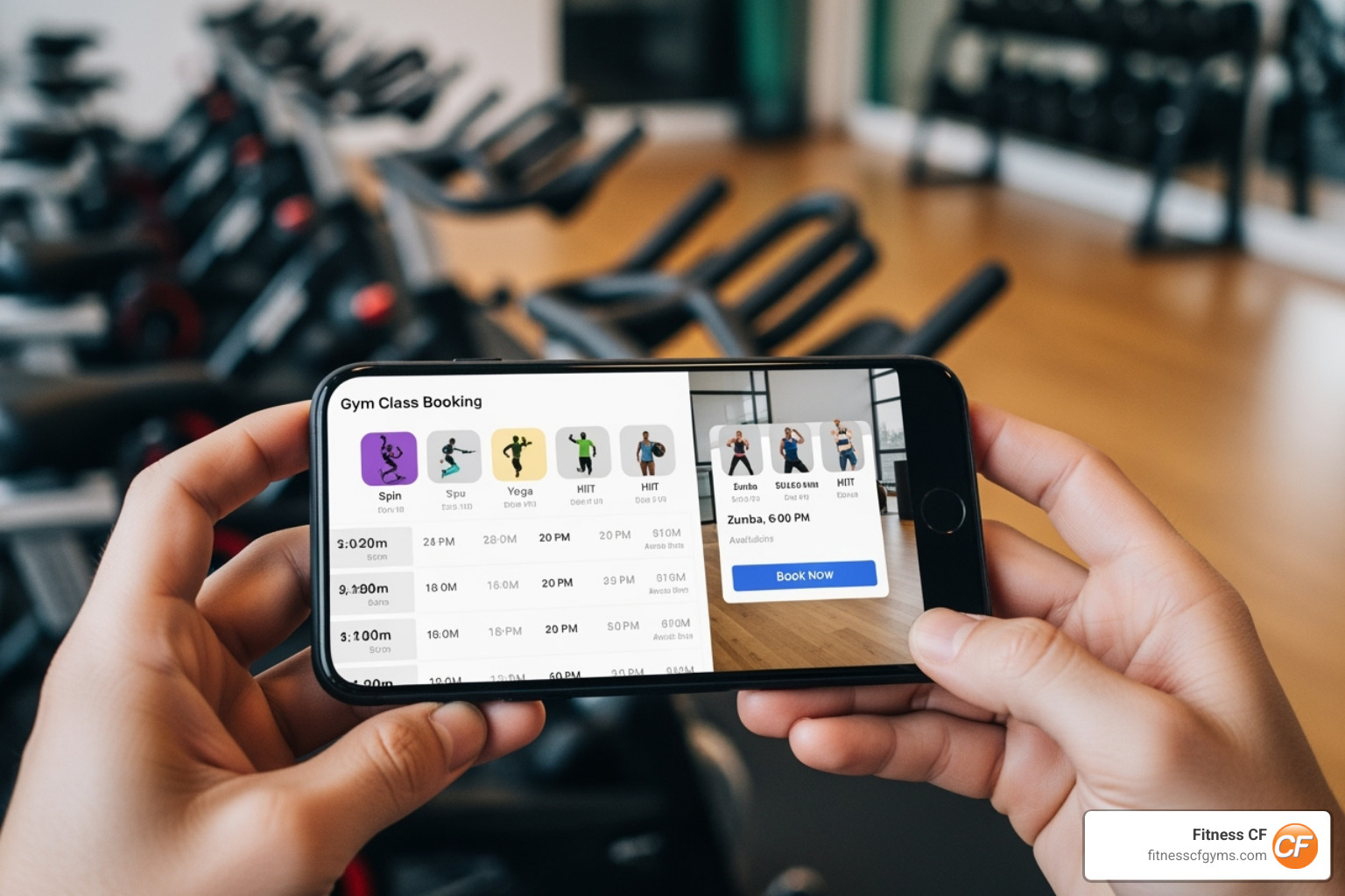 person booking a class on their smartphone - best gym with classes near me person booking a class on their smartphone - best gym with classes near me