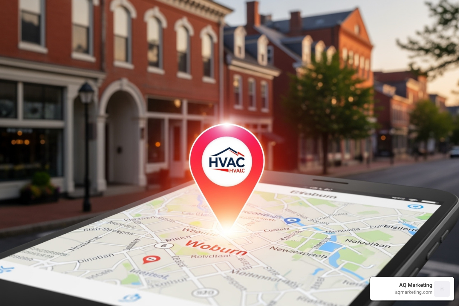 Google search result for "hvac repair woburn ma" showing a local business at the top - HVAC contractor website design Google search result for "hvac repair woburn ma" showing a local business at the top - HVAC contractor website design