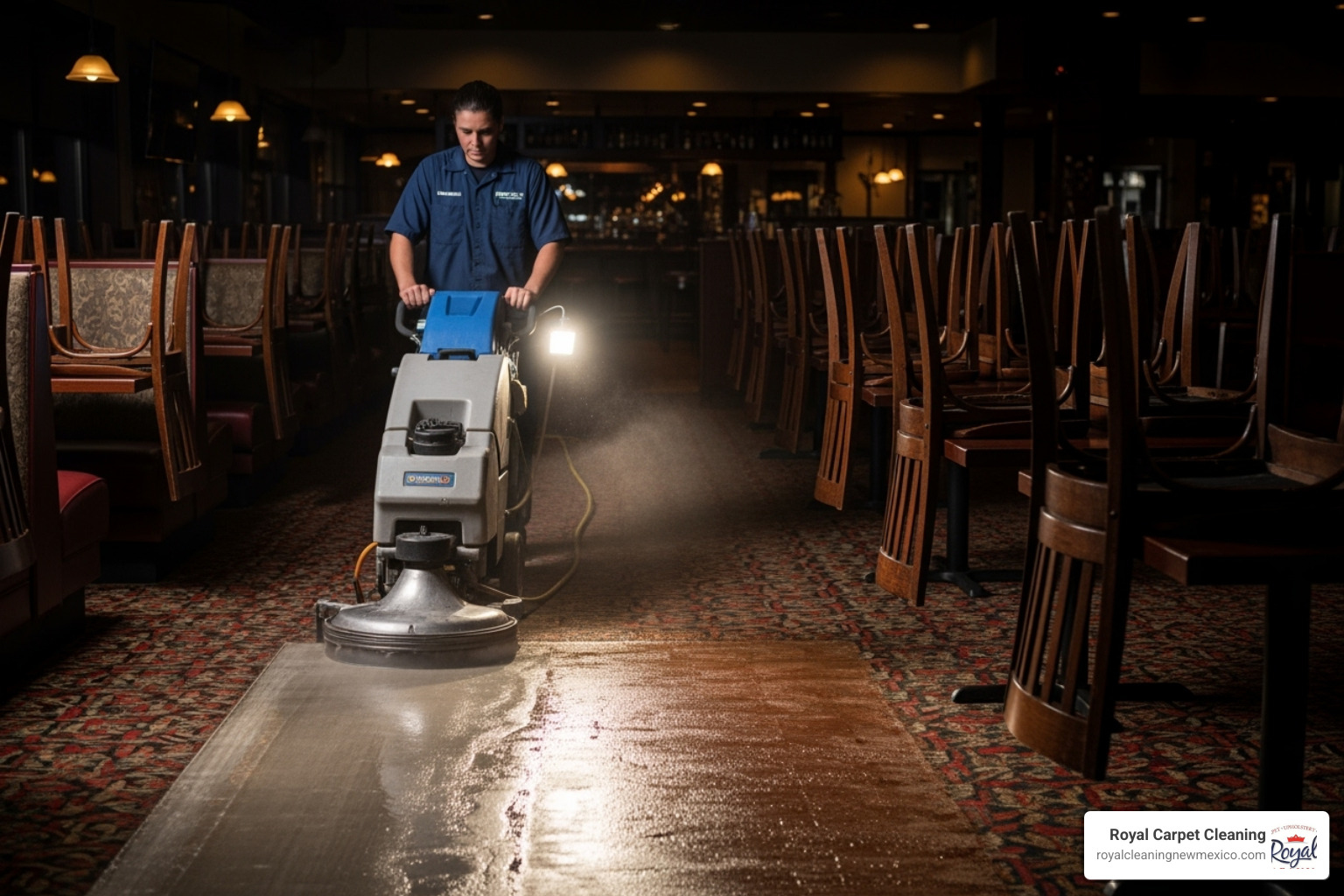 professional cleaning a restaurant carpet after hours - carpet cleaning for restaurants