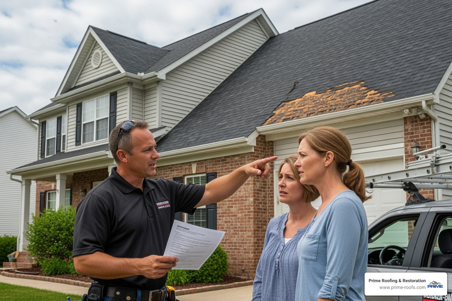 professional roofer providing a quote to a homeowner - Expert roof replacement