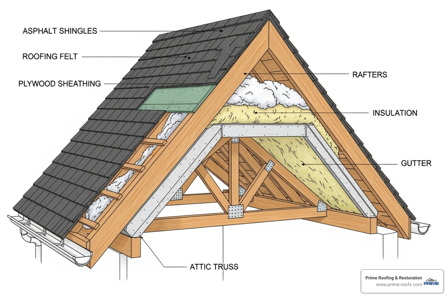 diagram showing the layers of a complete roofing system - Expert roof replacement