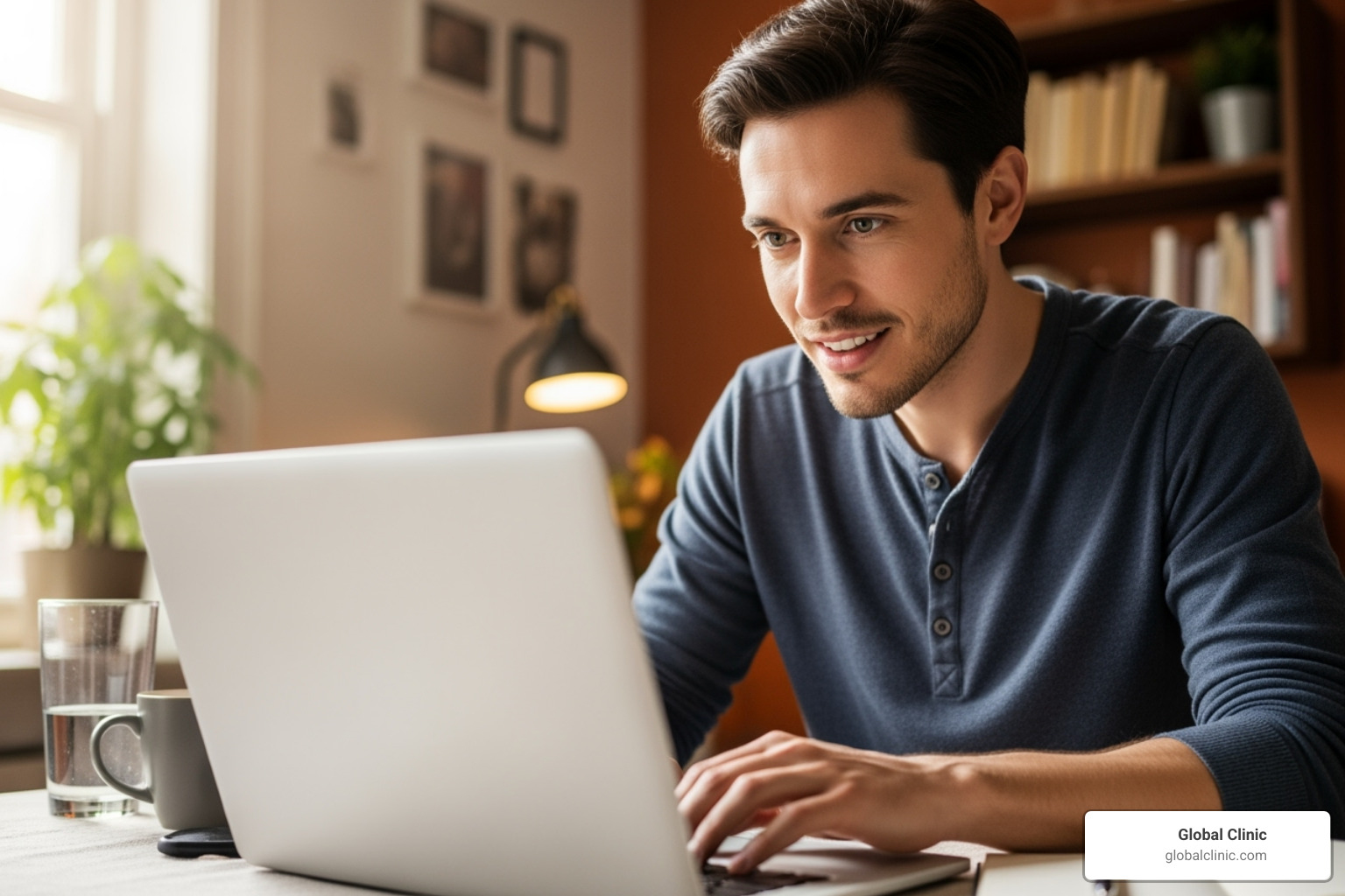 Person looking focused and energetic while working from home - nad drip at home